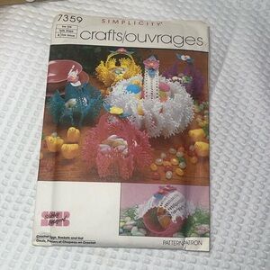 7359 Simplicity CRAFTS Crochet Patterns HAT Easter Eggs Ornament BASKETS UC